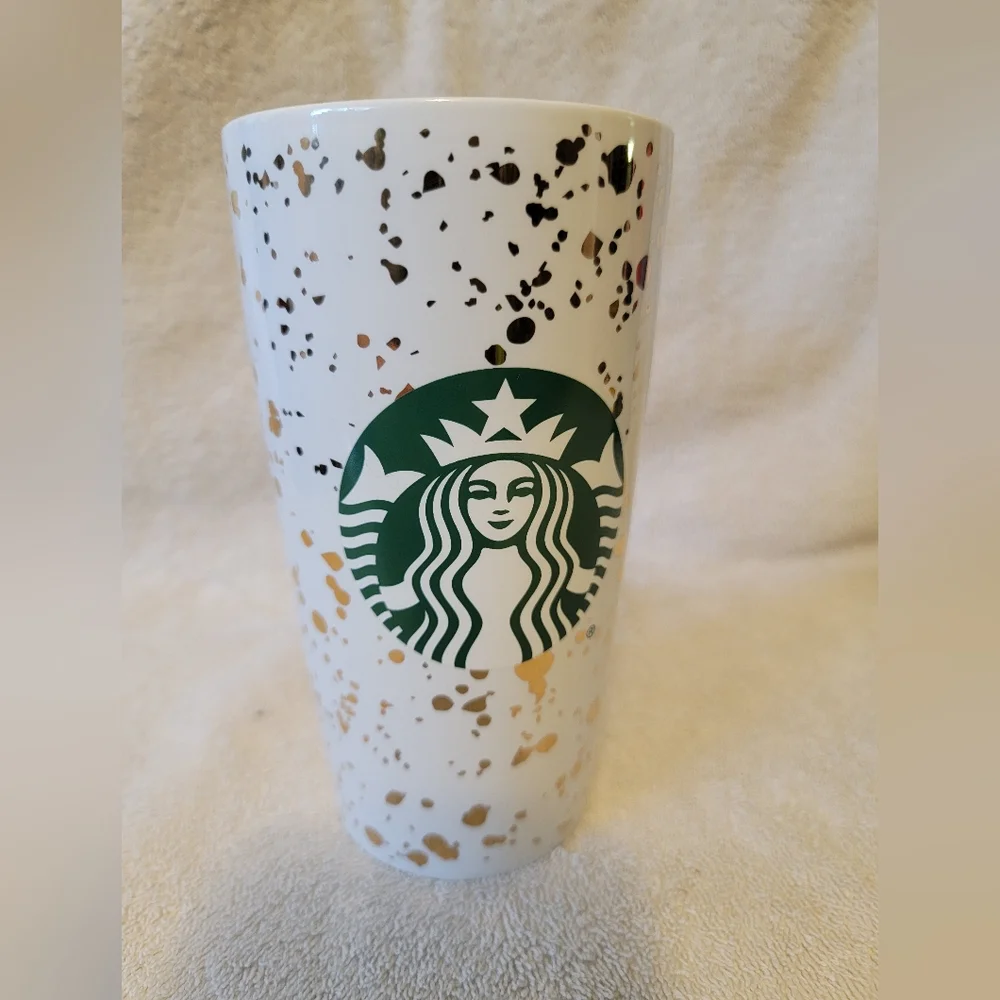 Starucks 2019 White/Gold speckies Mermaid‎ 12 fl oz Crematic Travel Coffee Mug